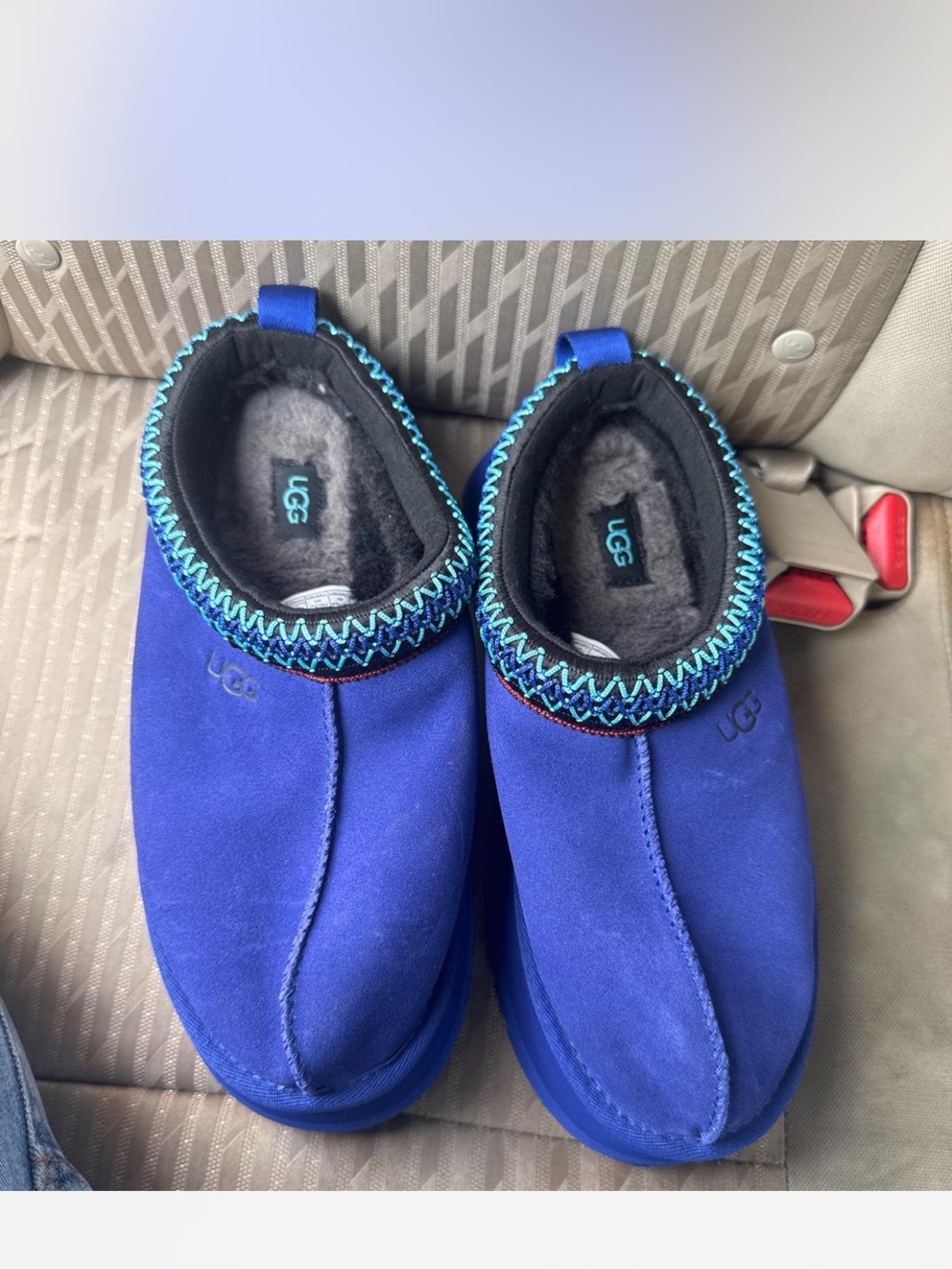 UGG Tasman Blue Suede Cozy Slip-On - Picture 2 of 3